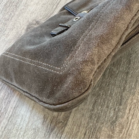 COACH VINTAGE Brown / Taupe Suede Hamilton Crossbody / Slingback Bag - EUC - Picture 10 of 16